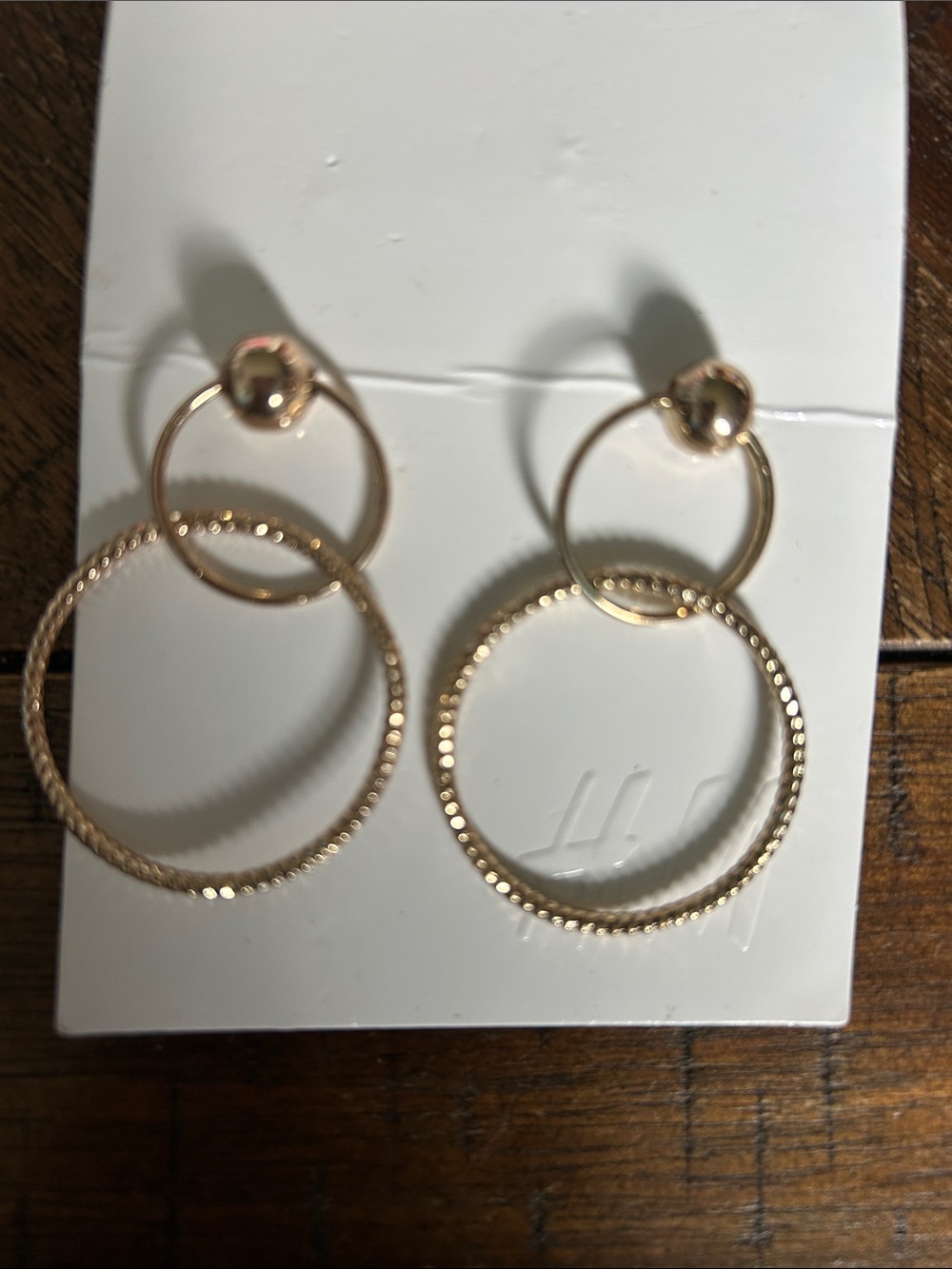 H&M Rose Gold Double Hoop Drop Earrings